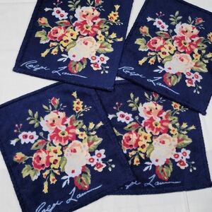 Ralph Lauren signed 4 pc. cottage core Blue Brompton wash cloths NWT